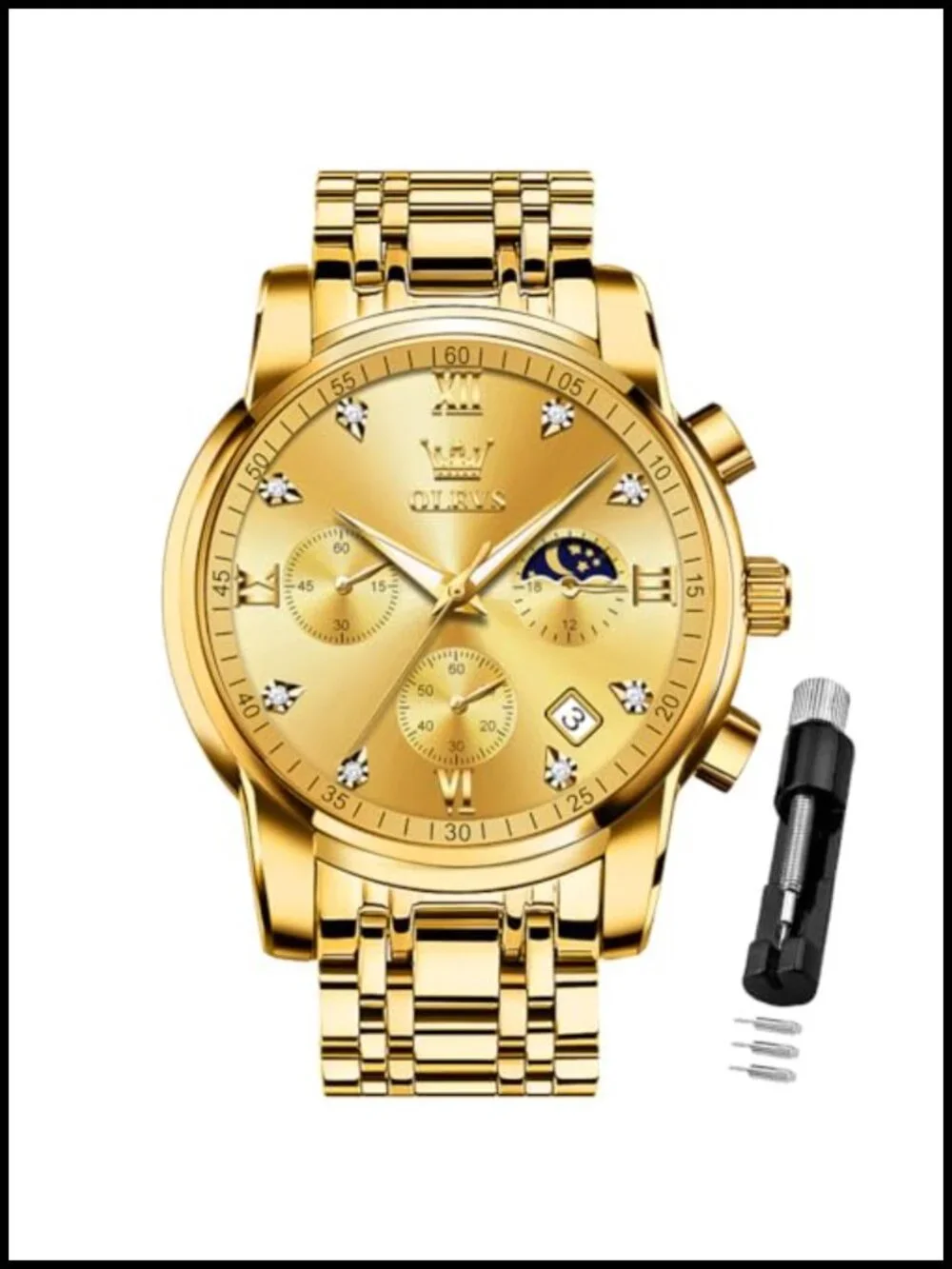 Men's Chronograph Watch Stainless Steel Waterproof Luminous Dress Analog